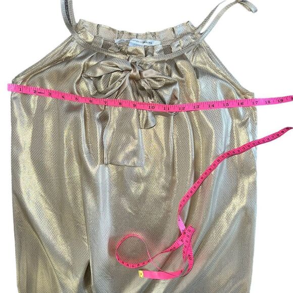 Diane Von Furstenberg DVF Elicia Metallic Gold Silk Shift Dress Size 4 NWOT - Picture 5 of 9
